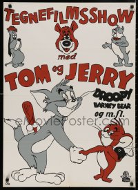 5b0420 TOM & JERRY & DROOPY & BARNEY BEAR Danish 1960s cool silkscreen cartoon artwork!
