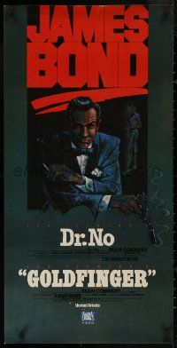 5b0057 DR. NO/GOLDFINGER 18x36 video poster 1981 great art of Sean Connery as 007!