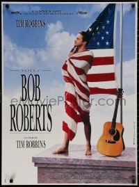 5b0566 BOB ROBERTS French 24x32 1992 Tim Robbins wrapped in the American flag!