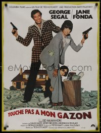 5b0574 FUN WITH DICK & JANE French 23x30 1977 George Segal, Jane Fonda, great child's drawing poster art!