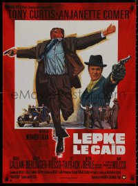 5b0594 LEPKE French 24x31 1975 great art of Tony Curtis as infamous Murder Inc gangster with gun!