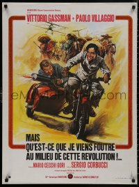 5b0623 WHAT AM I DOING IN THE MIDDLE OF A REVOLUTION French 24x32 1974 Corbucci, Casaro motorcycle art!