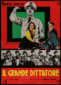 5b0455 GREAT DICTATOR Italian 26x36 pbusta R1970s Charlie Chaplin as Hynkel, different!