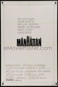 5b1006 MANHATTAN 1sh 1979 Woody Allen & Diane Keaton, New York City title design by Burt Kleeger!