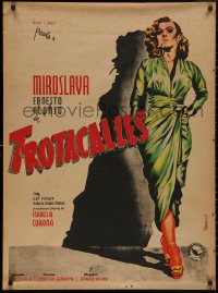 5b0428 TROTACALLES Mexican poster 1951 art of sexy Miroslava by Juan Antonio Vargas Ocampo!