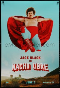 5b1023 NACHO LIBRE teaser DS 1sh 2006 unmasked Mexican luchador wrestler Jack Black facing front!