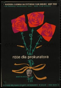 5b0491 ROSES FOR THE PROSECUTOR Polish 23x34 1961 artwork of barbwire roses by Maciej Hibner!