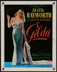 5b0070 GILDA 15x20 REPRO poster 1990s sexy smoking Rita Hayworth full-length in sheath dress