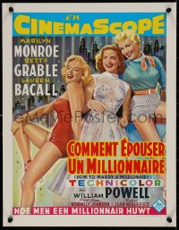 5b0071 HOW TO MARRY A MILLIONAIRE 15x20 REPRO poster 1990s Marilyn Monroe, Grable & Bacall!