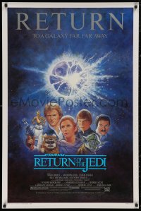 5b1076 RETURN OF THE JEDI studio style 1sh R1985 George Lucas classic, Mark Hamill, Ford, Tom Jung art!