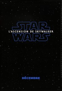 5b1085 RISE OF SKYWALKER int'l French language teaser DS 1sh 2019 Star Wars, black style!
