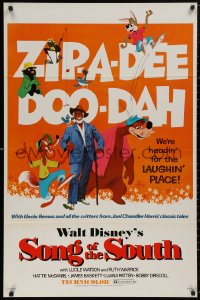 5b1107 SONG OF THE SOUTH 1sh R1972 Walt Disney, Uncle Remus, Br'er Rabbit & Bear, zip-a-dee doo-dah!