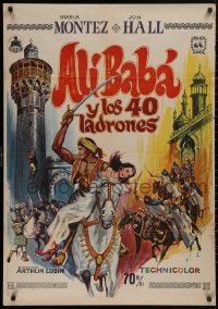 5b0693 ALI BABA & THE FORTY THIEVES Spanish R1973 different art of Maria Montez & Turhan Bey!