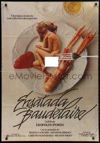 5b0775 SEX & VIOLENCE Spanish 1978 Ensalada Baudelaire, Elorriaga, naked woman on plate with prawn!