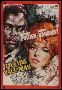 5b0780 SLENDER THREAD Spanish 1966 Poitier keeps Bancroft from committing suicide, different Mac art!