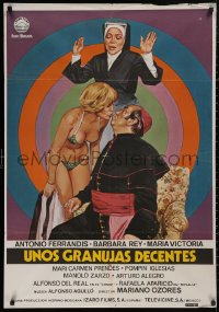 5b0792 UNOS GRANUJAS DECENTES Spanish 1980 Mariano Ozores, sexy different nunsploitation art!