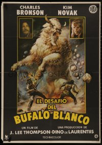 5b0795 WHITE BUFFALO Spanish 1978 Charles Bronson, great Boris Vallejo action art of giant buffalo!