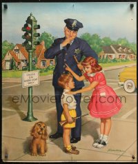 5b0264 EDWARD D'ANCONA 22x26 special poster 1950s girl, policeman and puppy, Light Explanation!