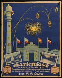 5b0245 GARTENFEST 19x24 German special poster 1920 art of fireworks spelling, Gardenfest!
