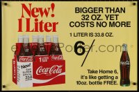 5b0135 COCA-COLA 20x30 advertising poster 1960s featuring the new one liter bottle size!