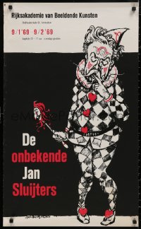 5b0085 DE ONBEKENDE JAN SLUIJTERS 20x34 Dutch museum/art exhibition 1969 art of a jester by artist!