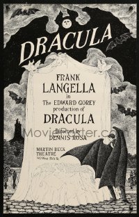 5b0036 DRACULA 14x22 stage poster 1977 cool vampire horror art by producer Edward Gorey!