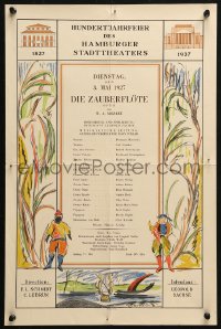 5b0035 DIE ZAUBERFLOTE 14x21 German stage poster 1927 Mozart play, colorful Davidson art!