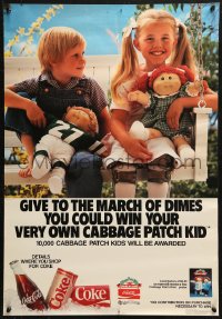 5b0142 MARCH OF DIMES 20x29 advertising poster 1984 Coca-Cola, Cabbage Patch Kids cross promotion!