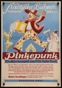 5b0037 PINKEPUNK 12x18 German stage poster 1920s Fritz Peter Buch production, art of a clown!