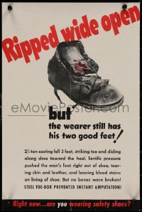 5b0281 RIPPED WIDE OPEN 12x18 special poster 1950s but has good feet, steel toed boots really do work!