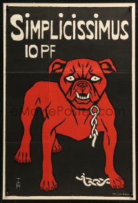 5b0299 THOMAS THEODOR HEINE 18x27 German special poster 1965 reprint of 1895 bulldog by the artist!