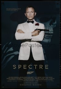 5b1109 SPECTRE int'l advance DS 1sh 2015 cool image of Daniel Craig as James Bond 007 with gun!