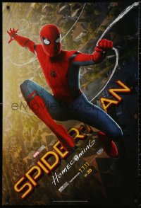 5b1115 SPIDER-MAN: HOMECOMING teaser DS 1sh 2017 Tom Holland swinging over New York City!
