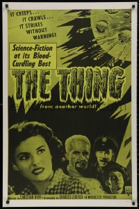 5b1156 THING 1sh R1957 Howard Hawks classic horror, it strikes without warning from another world!