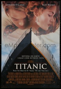 5b1161 TITANIC revised int'l DS 1sh 1997 star-crossed Leonardo DiCaprio, Kate Winslet, directed by James Cameron!