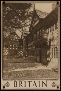 5b0080 BRITAIN Liverpool style 20x30 English travel poster 1950s Tudor manor Speke Hall in Liverpool