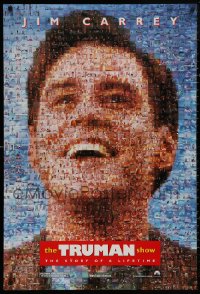 5b1169 TRUMAN SHOW teaser DS 1sh 1998 really cool mosaic art of Jim Carrey, Peter Weir