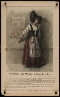 5b0154 DECLARATION DES DEPUTES D'ALSACE-LORRAINE 18x29 French WWI war poster 1914 Lucien Jonas!