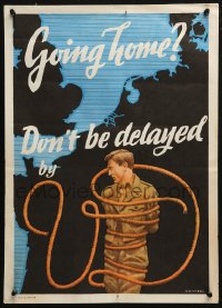 5b0172 GOING HOME? DON'T BE DELAYED BY VD 16x23 Australian WWII war poster 1946 Franz O. Schiffers!