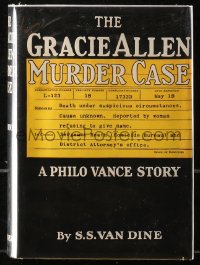 5c0255 GRACIE ALLEN MURDER CASE hardcover book 1938 S.S. Van Dine, Philo Vance, w/ REPRO DJ!