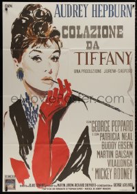 5c0719 BREAKFAST AT TIFFANY'S 39x55 Italian commercial poster 2000s McGinnis art of Audrey Hepburn!