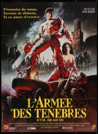 5c1027 ARMY OF DARKNESS French 1p 1993 Sam Raimi, Hussar art of Bruce Campbell w/ chainsaw hand!