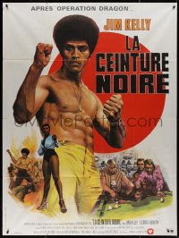 5c1054 BLACK BELT JONES French 1p 1974 cool completely different art of Jim Dragon Kelly, kung fu!