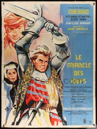 5c1060 BLOOD ON HIS SWORD French 1p 1964 Tealdi art of Jean Marais with sword & Maria Schiaffino!