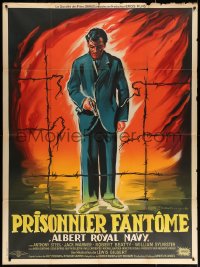 5c1074 BREAK TO FREEDOM French 1p 1956 Belinsky art of Anthony Steel, World War II prison escape!