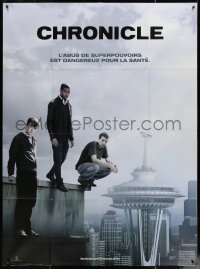 5c1097 CHRONICLE teaser French 1p 2012 teen superheroes on edge of building by Seattle skyline!