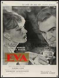 5c1157 EVA style A French 1p 1962 directed by Joseph Losey, close up of Jeanne Moreau & Stanley Baker!