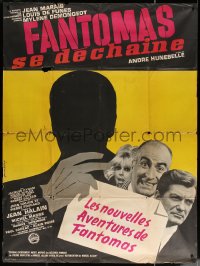 5c1164 FANTOMAS STRIKES BACK French 1p 1965 Jean Marais, Louis De Funes, cool Bourduge art!