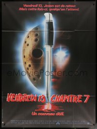 5c1177 FRIDAY THE 13th PART VII French 1p 1988 slasher horror sequel, great hockey mask & knife art!