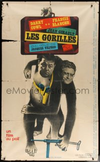 5c1196 GORILLAS French 1p 1964 Hurel art of Francis Blanche & Darry Cowl with ape bodies, rare!